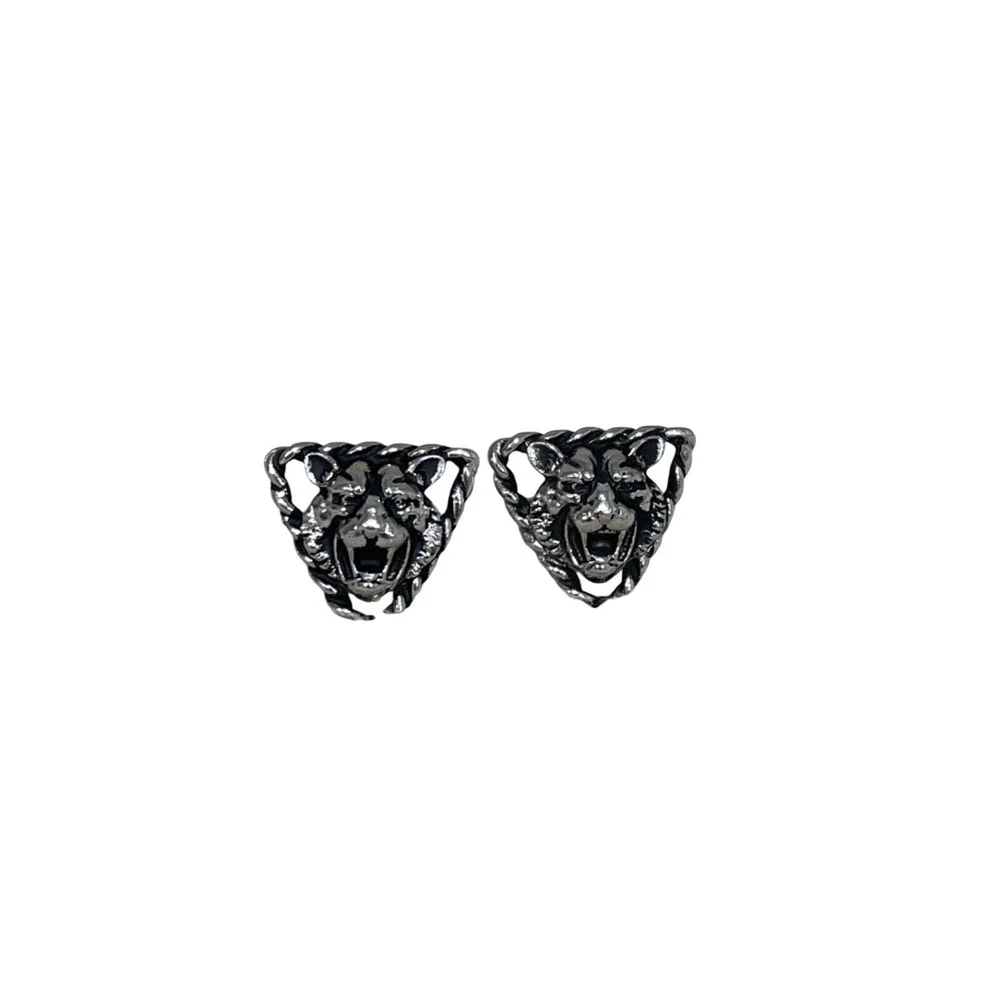 Gothic Silver Animal Cufflinks‎ Vintage Style Dark Academia Alternative Jewelry